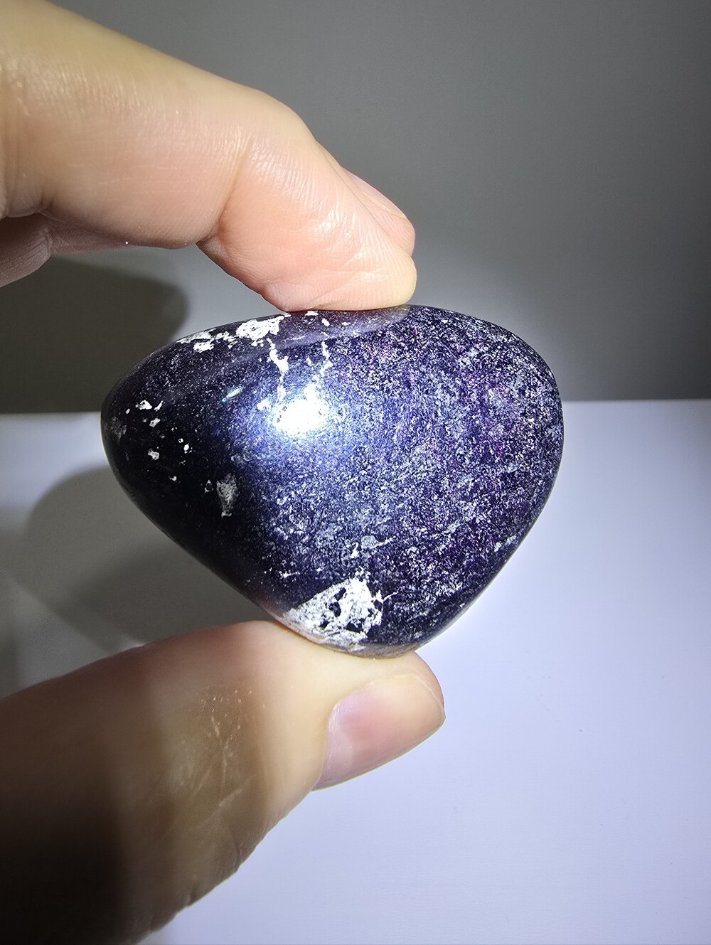 Covellite Metalic Dark Blue Crystal Palmstone #A